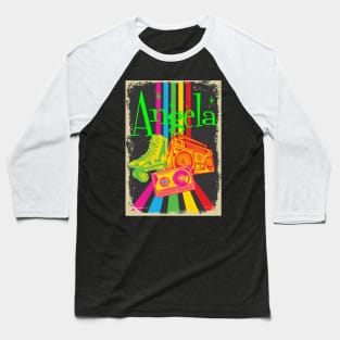 Angela Vintage 80's Skates Boombox Baseball T-Shirt